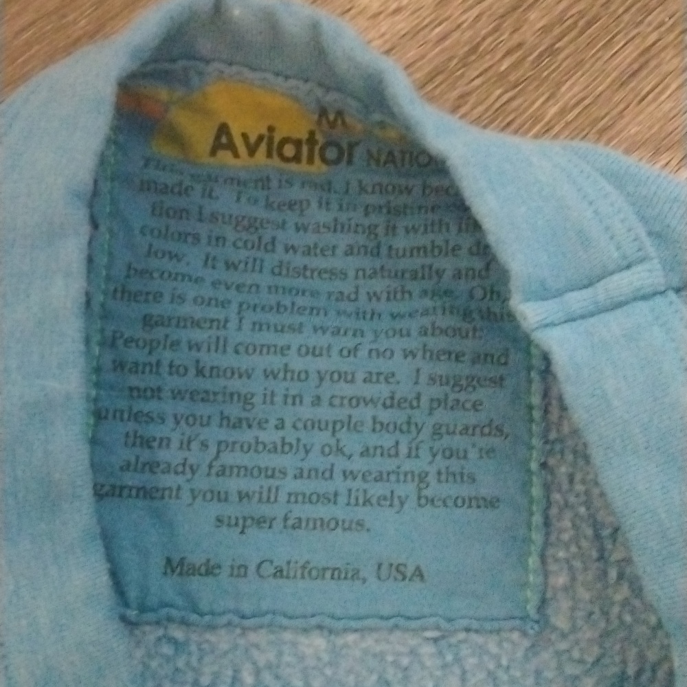 AVIATOR NATION- Blue Logo Sweatshirt Size M - Picture 2 of 3